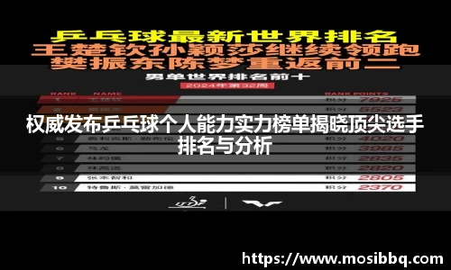 权威发布乒乓球个人能力实力榜单揭晓顶尖选手排名与分析